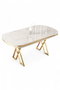 Hanah Home Mesa de Comedor Mármol Blanco y Dorado